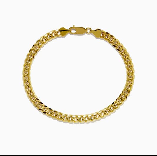 Gold Curb Cuban Bracelet for Men